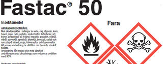 Utdrag ur databladet för insektsmedlet Fastac 50 från BASF.